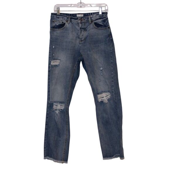 Avec Les Filles Blue High  Rise Distressed slim leg  Jeans Women's Size 27 - Picture 1 of 11